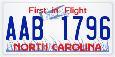 NC license plate AAB1796