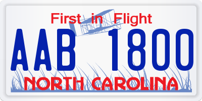 NC license plate AAB1800