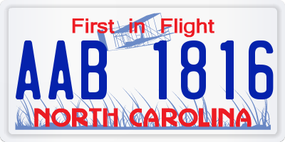 NC license plate AAB1816