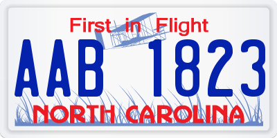 NC license plate AAB1823