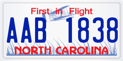 NC license plate AAB1838