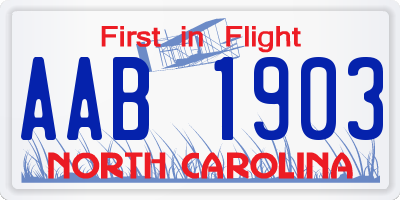 NC license plate AAB1903