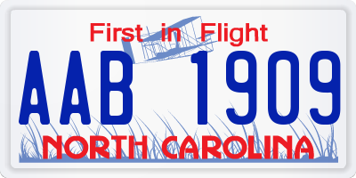 NC license plate AAB1909