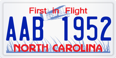 NC license plate AAB1952