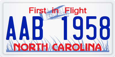 NC license plate AAB1958
