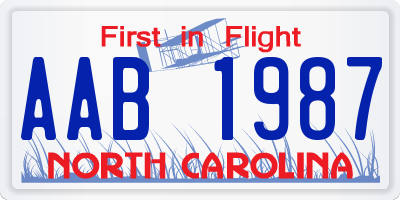 NC license plate AAB1987