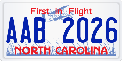 NC license plate AAB2026