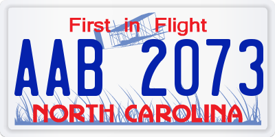 NC license plate AAB2073