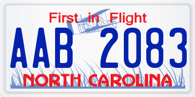 NC license plate AAB2083