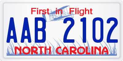NC license plate AAB2102