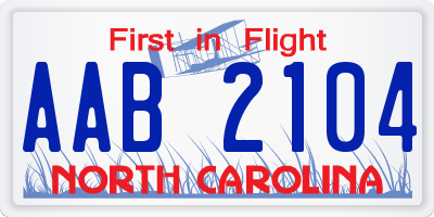 NC license plate AAB2104