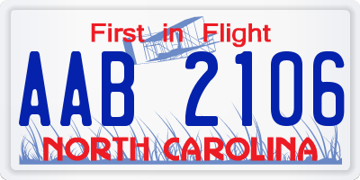 NC license plate AAB2106
