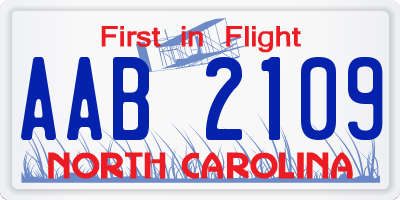 NC license plate AAB2109