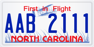 NC license plate AAB2111