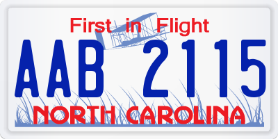 NC license plate AAB2115