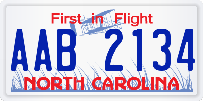 NC license plate AAB2134