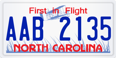 NC license plate AAB2135