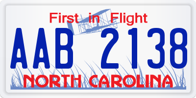 NC license plate AAB2138