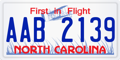 NC license plate AAB2139