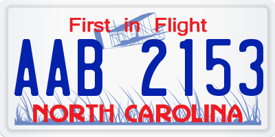 NC license plate AAB2153