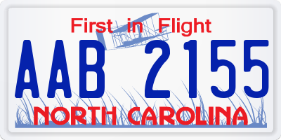 NC license plate AAB2155