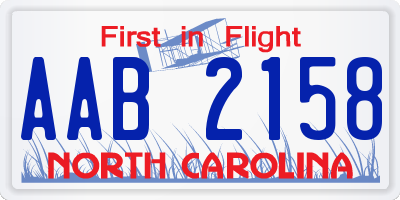NC license plate AAB2158