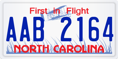 NC license plate AAB2164