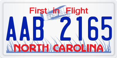 NC license plate AAB2165