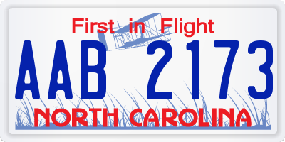 NC license plate AAB2173