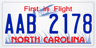 NC license plate AAB2178