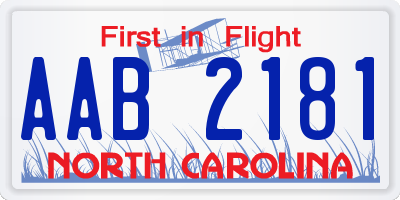 NC license plate AAB2181