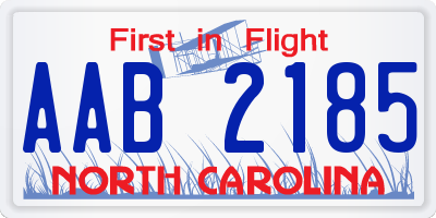 NC license plate AAB2185