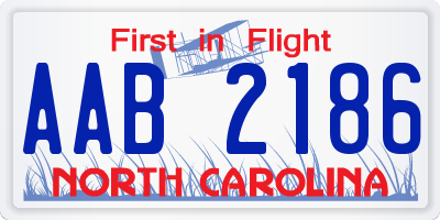 NC license plate AAB2186