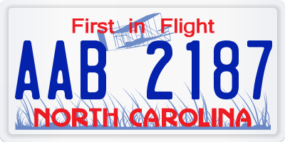 NC license plate AAB2187