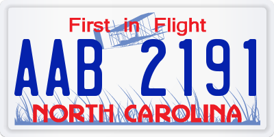 NC license plate AAB2191