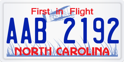 NC license plate AAB2192