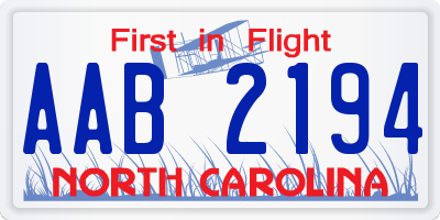 NC license plate AAB2194