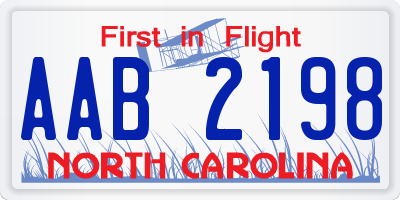 NC license plate AAB2198