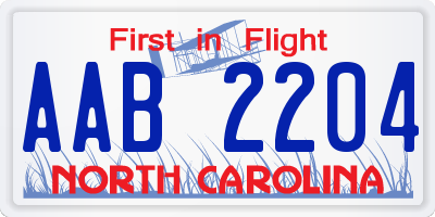 NC license plate AAB2204