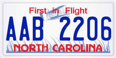 NC license plate AAB2206