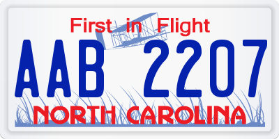 NC license plate AAB2207