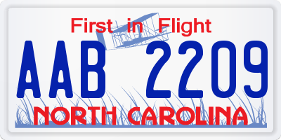 NC license plate AAB2209