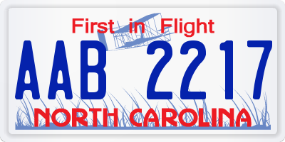 NC license plate AAB2217