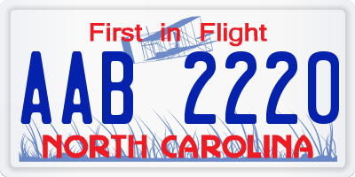 NC license plate AAB2220