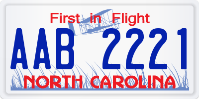 NC license plate AAB2221
