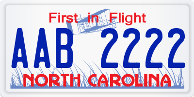 NC license plate AAB2222