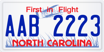 NC license plate AAB2223