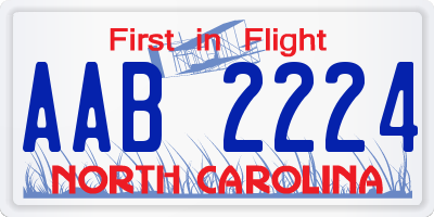 NC license plate AAB2224