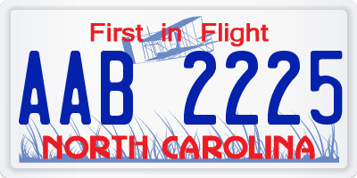 NC license plate AAB2225