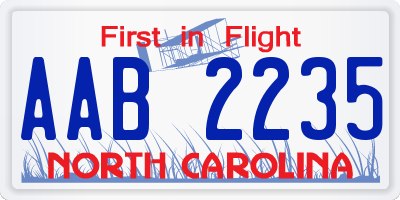 NC license plate AAB2235